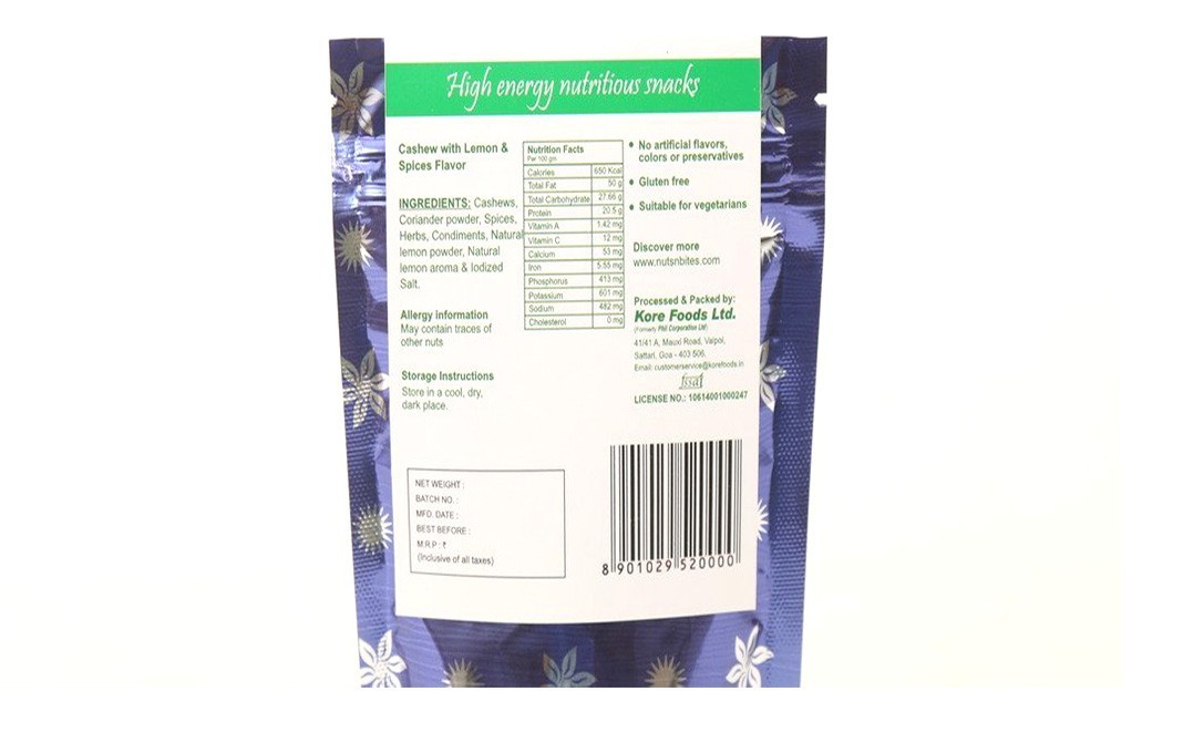 Nuts4U Lemon Coriander Cashews    Pack  200 grams